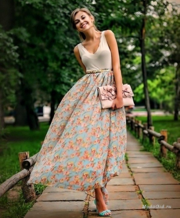 Длинная юбка на лето &mdash; много удачных примеров